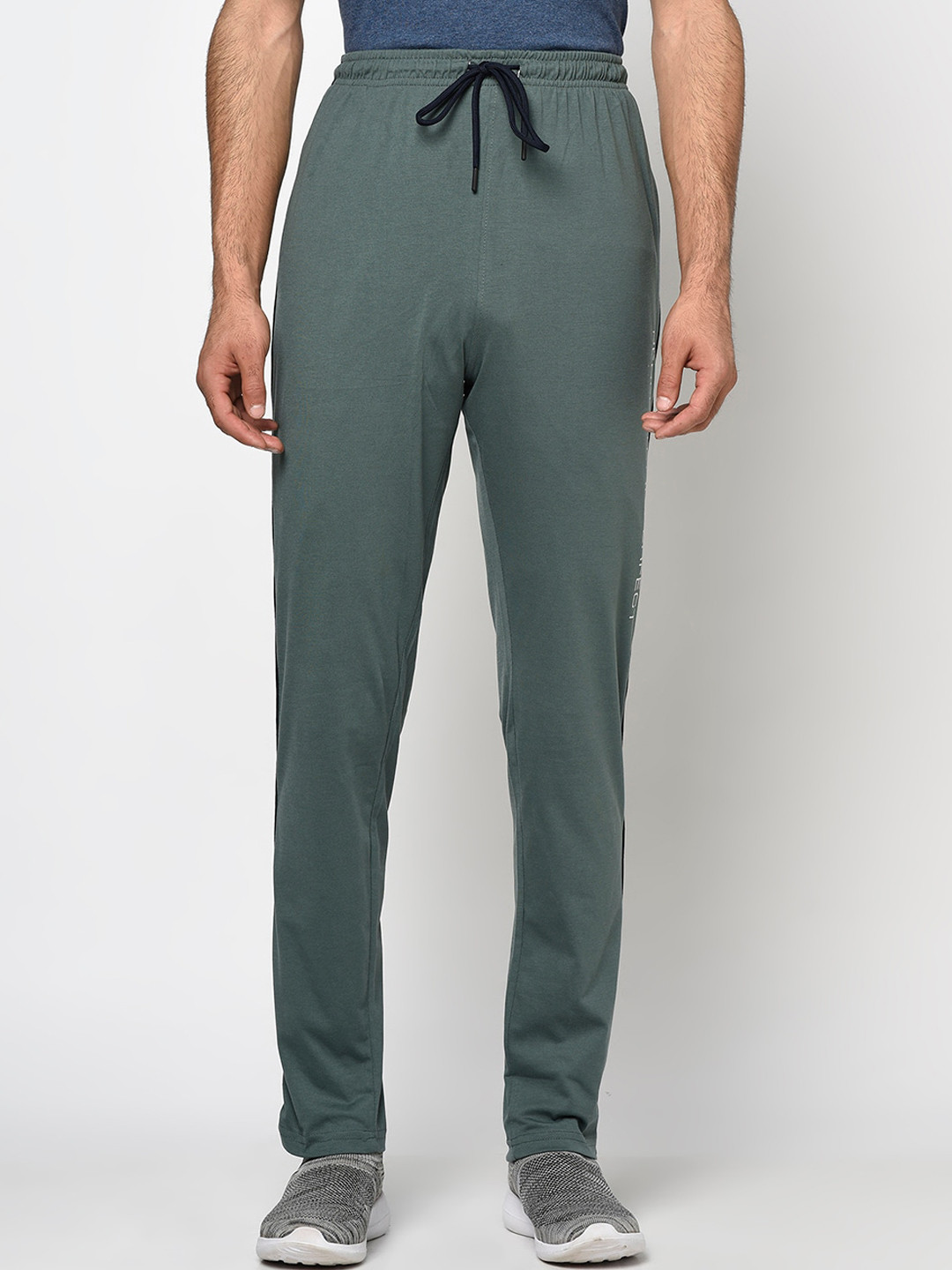 Octave Men Green Solid Cotton Track Pants