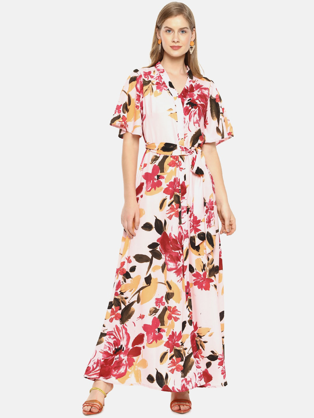 Campus Sutra Peach-Coloured Maxi Dress