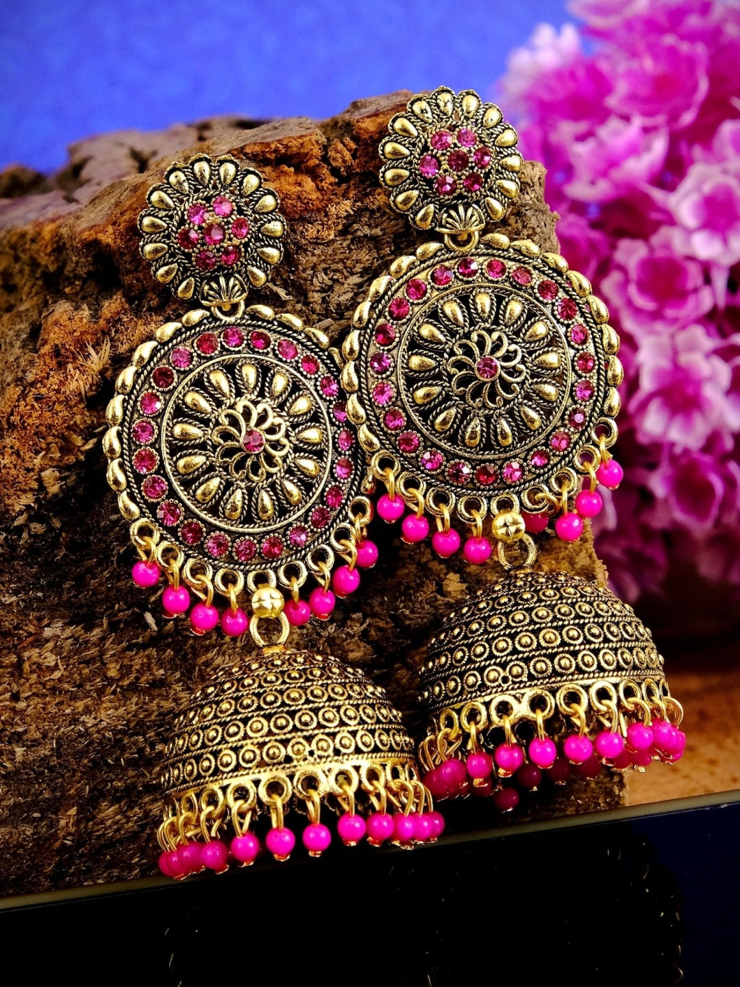 Buy Crunchy Fashion Pink Contemporary Jhumkas - Earrings for Women