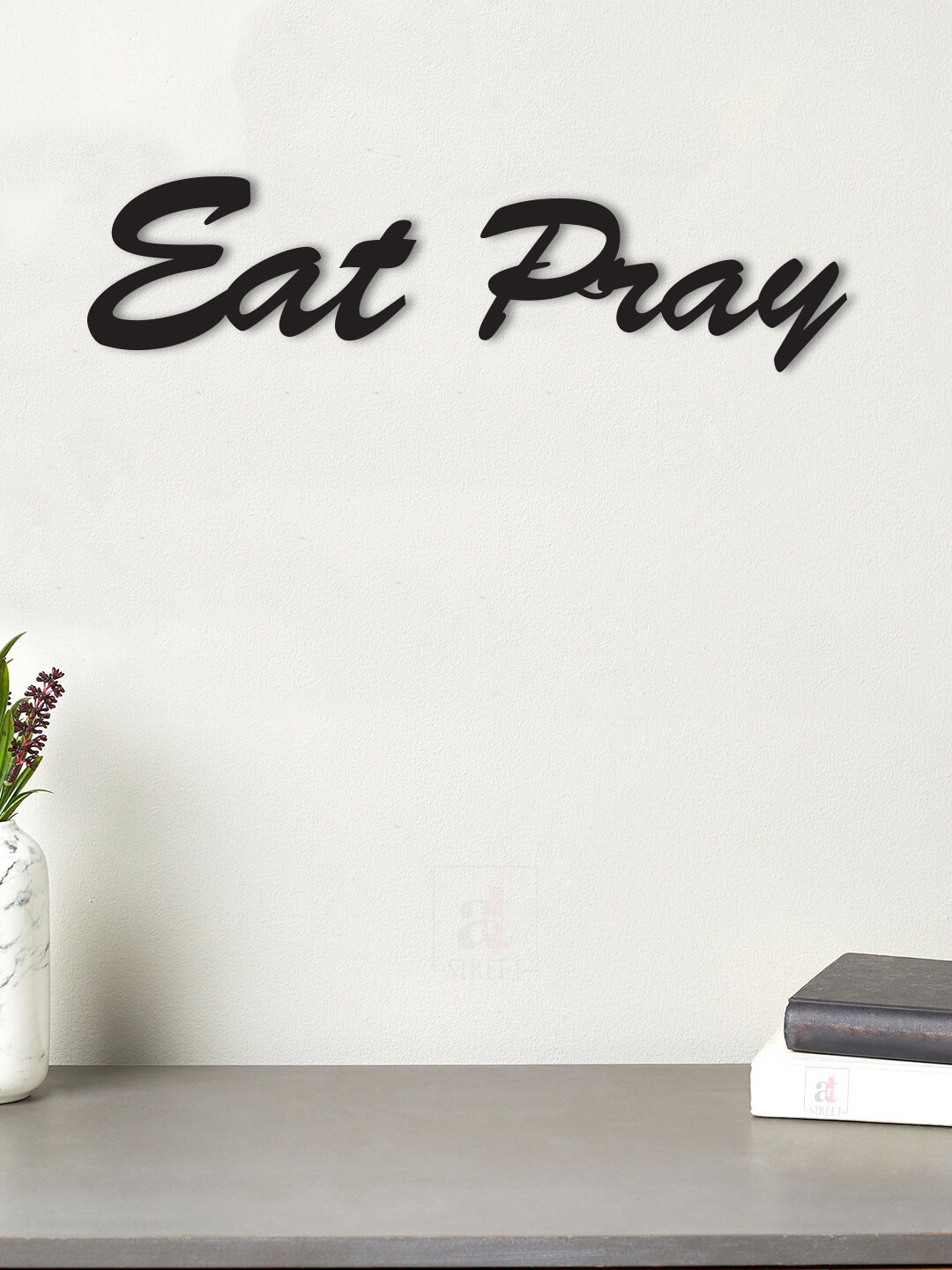 Art Street Eat Pray Wood Matte Sticking Hall Wall Hangings-3.8In