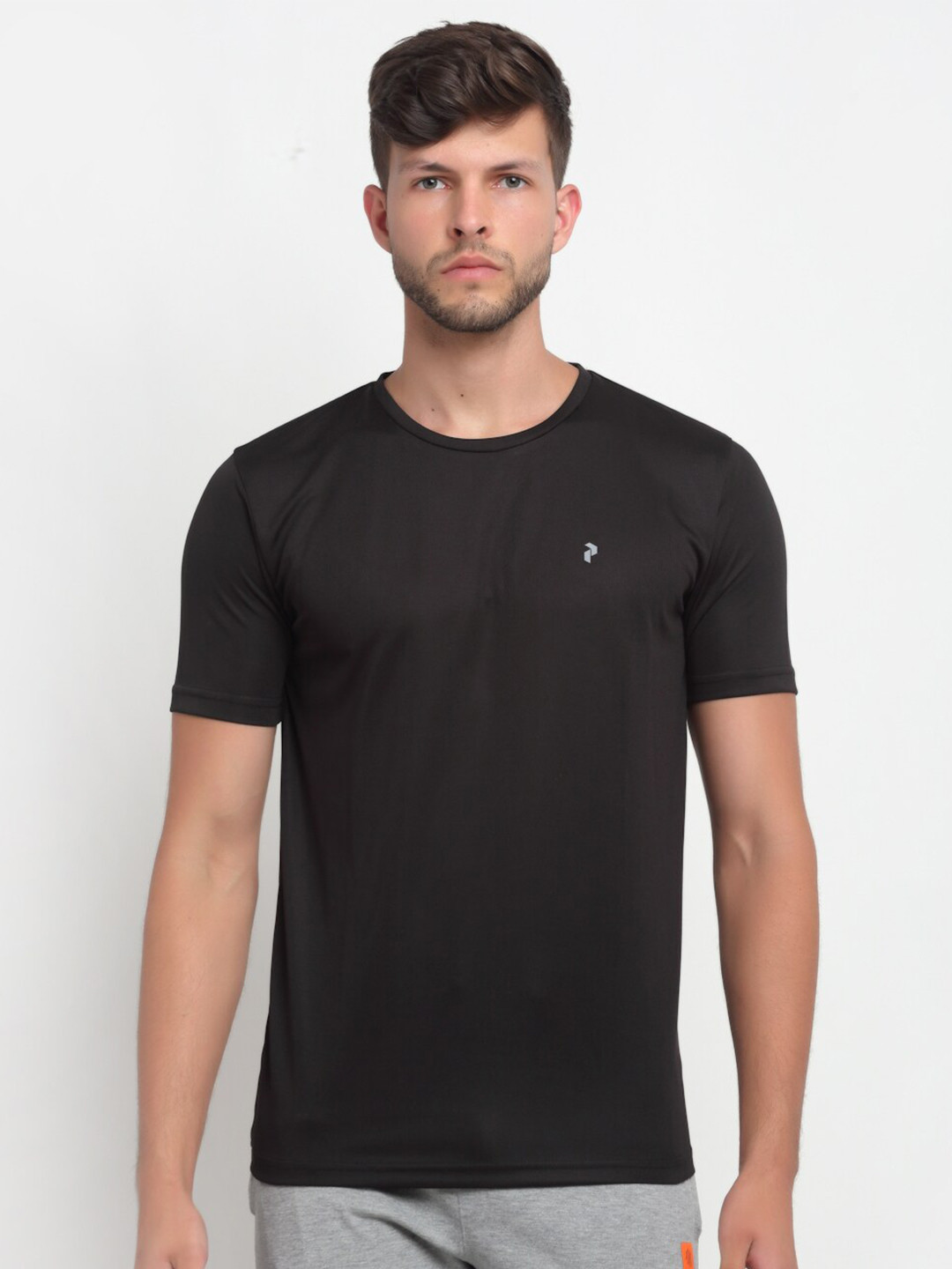 PERFKT-U Men Black Solid Round Neck Training T-shirt
