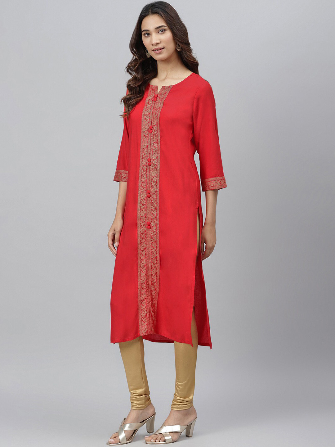 JAIPUR ATTIRE Women Red Floral Printed Kurta