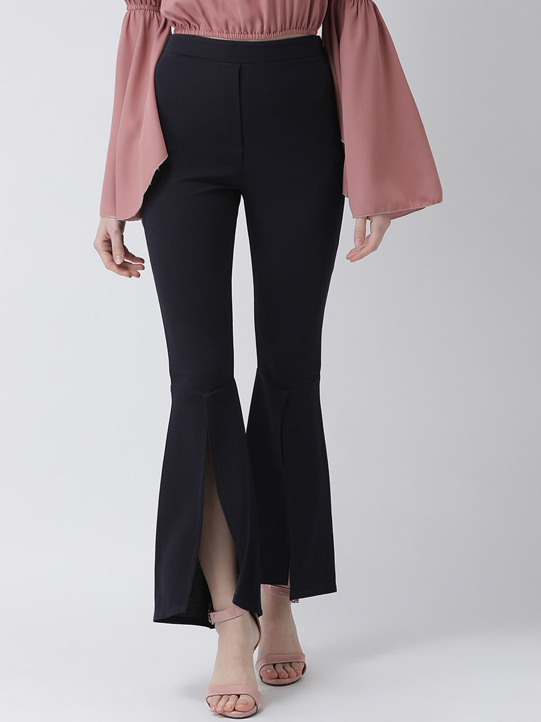 KASSUALLY Women Navy Blue Bootcut Trousers