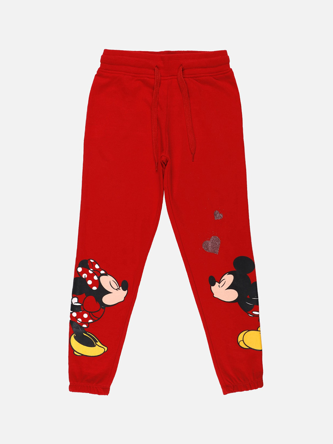 Kids Ville Girls Red Minnie Printed Pure Cotton Joggers