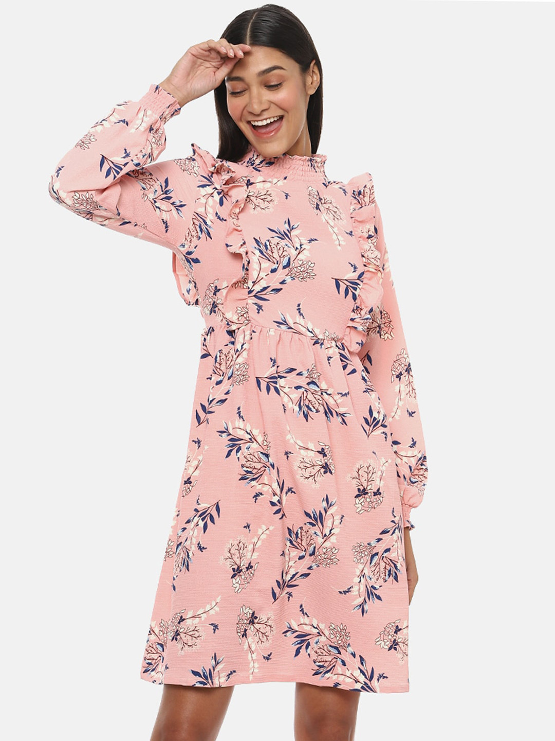 Campus Sutra Peach-Coloured A-Line Dress