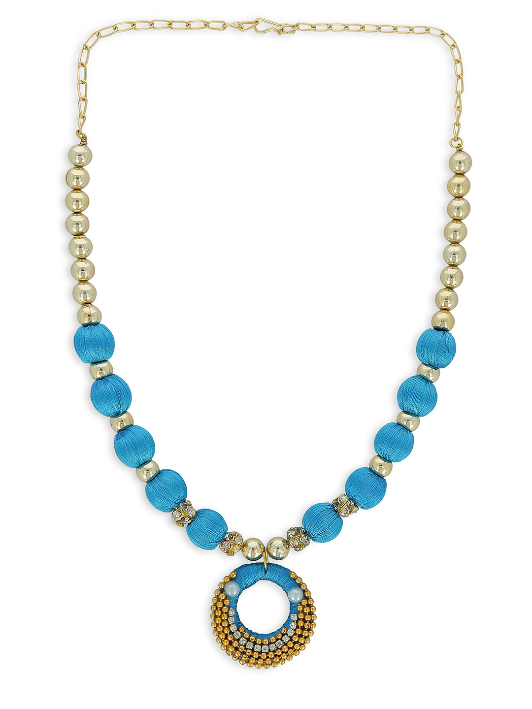 AKSHARA Girls Gold-Plated & Blue Statement Handcrafted Necklace