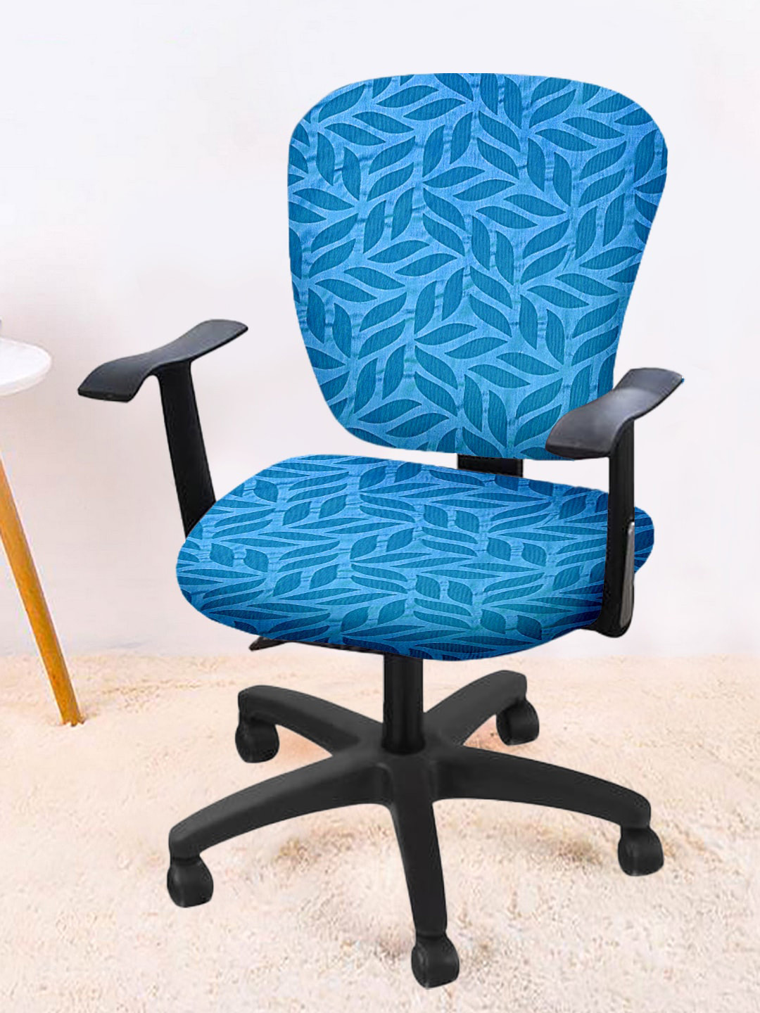 Cortina Set Of 4 Blue Self-Design Chair Covers
