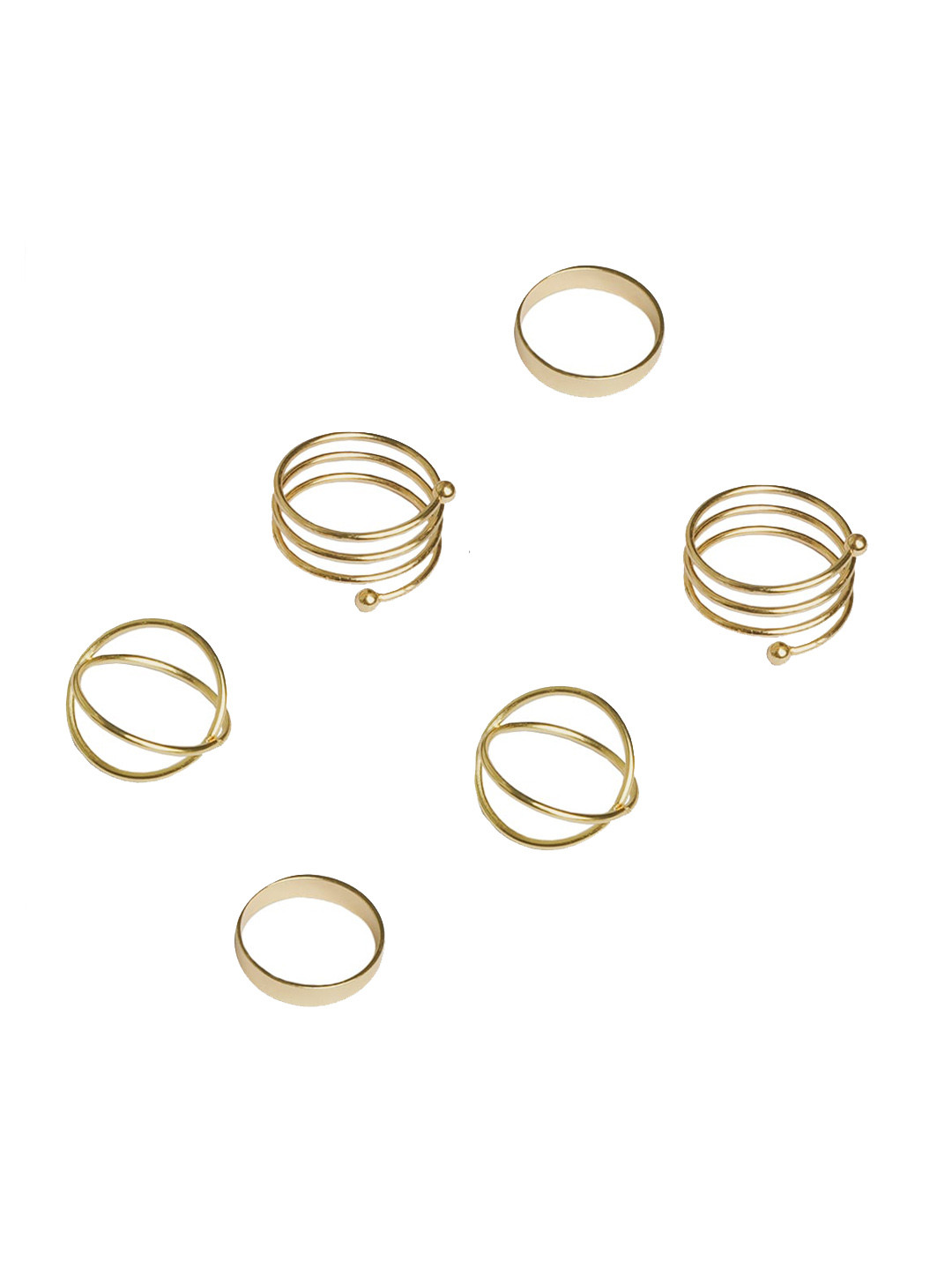 JOKER & WITCH Set Of 6 Gold-Plated Galactic Midi Finger Rings