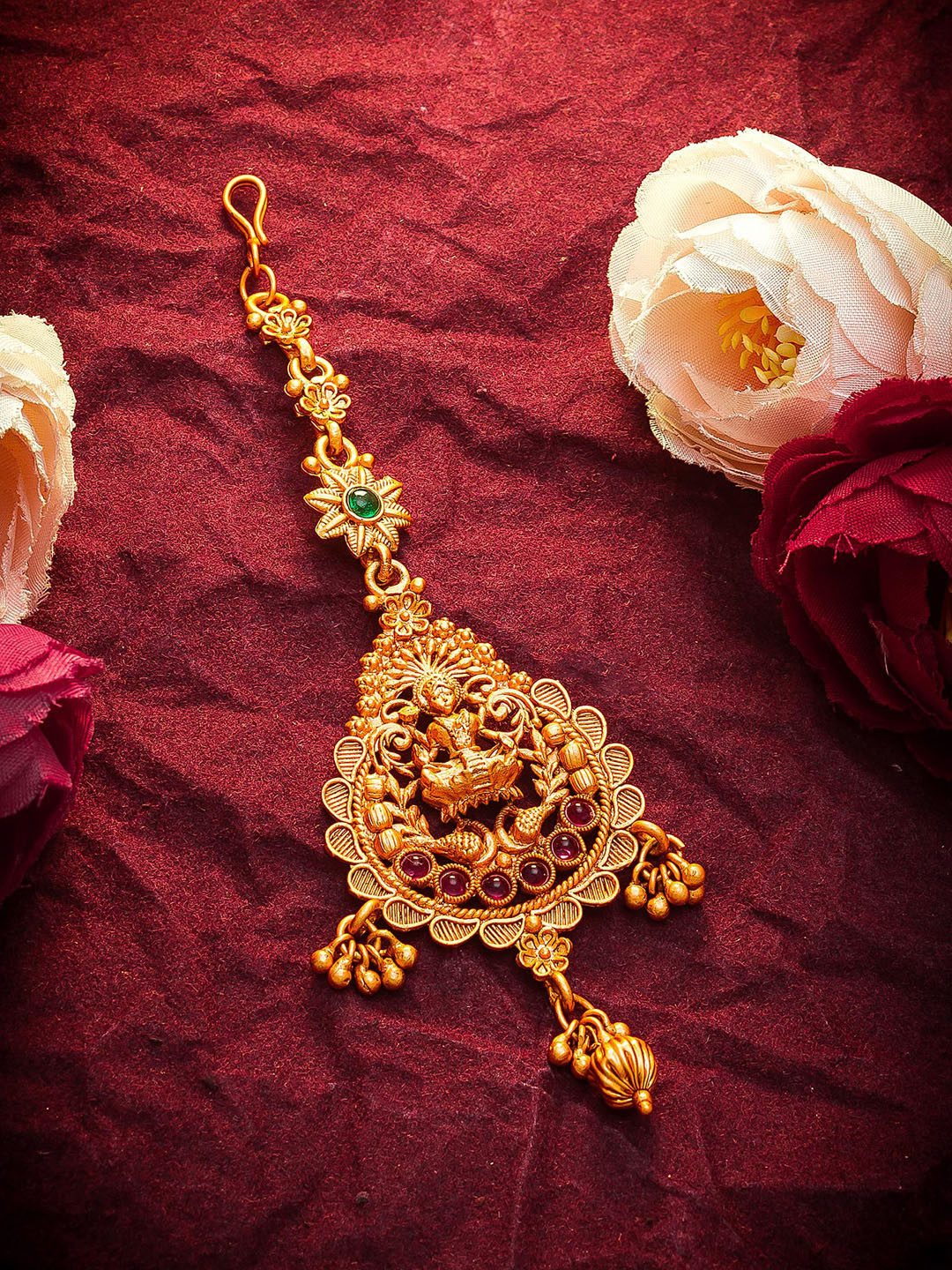 Aadita Gold Toned American Diamond Maangtikka