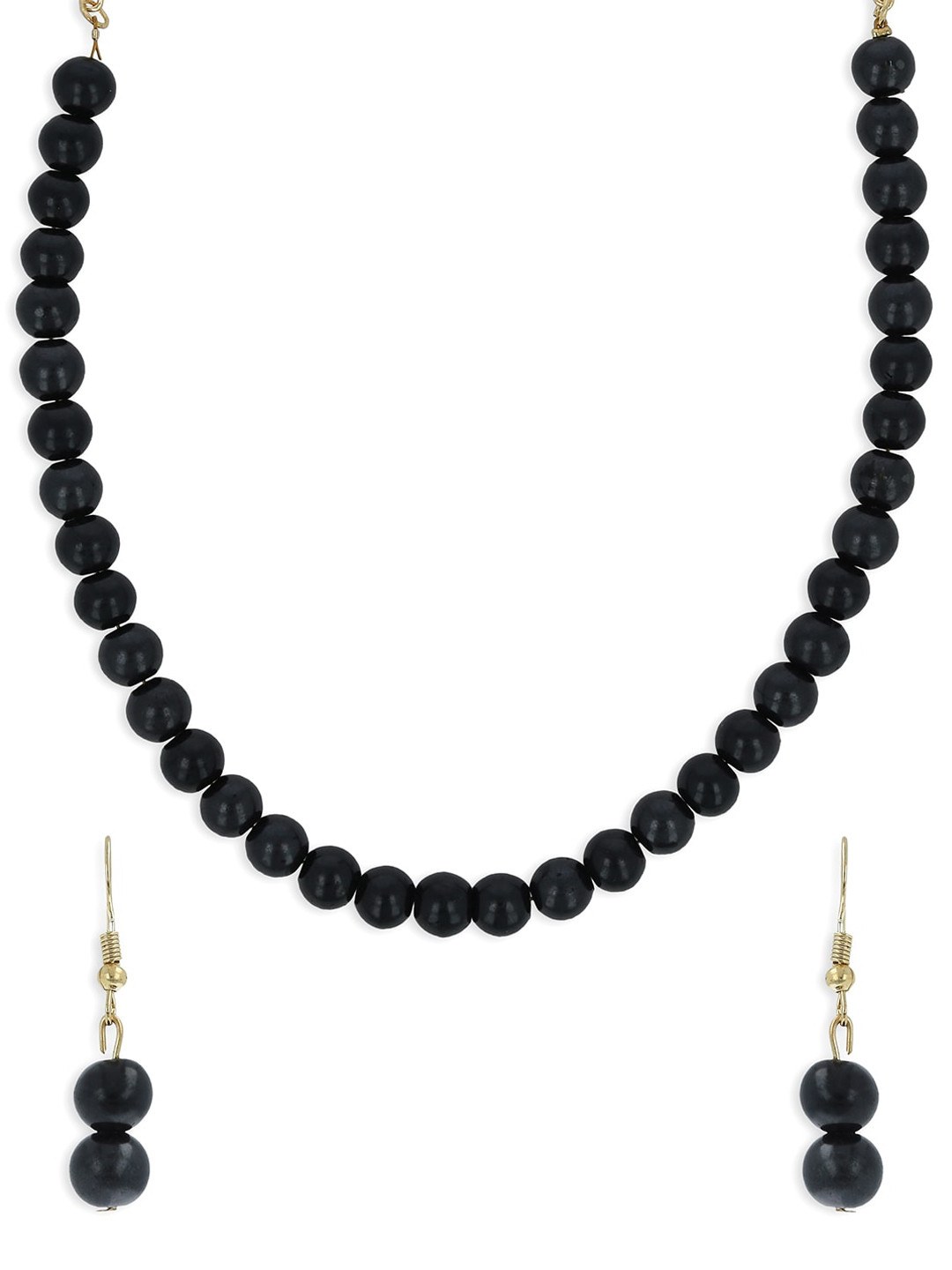 AKSHARA Gold-Plated Black Beaded Handcrafted Jewellery Set