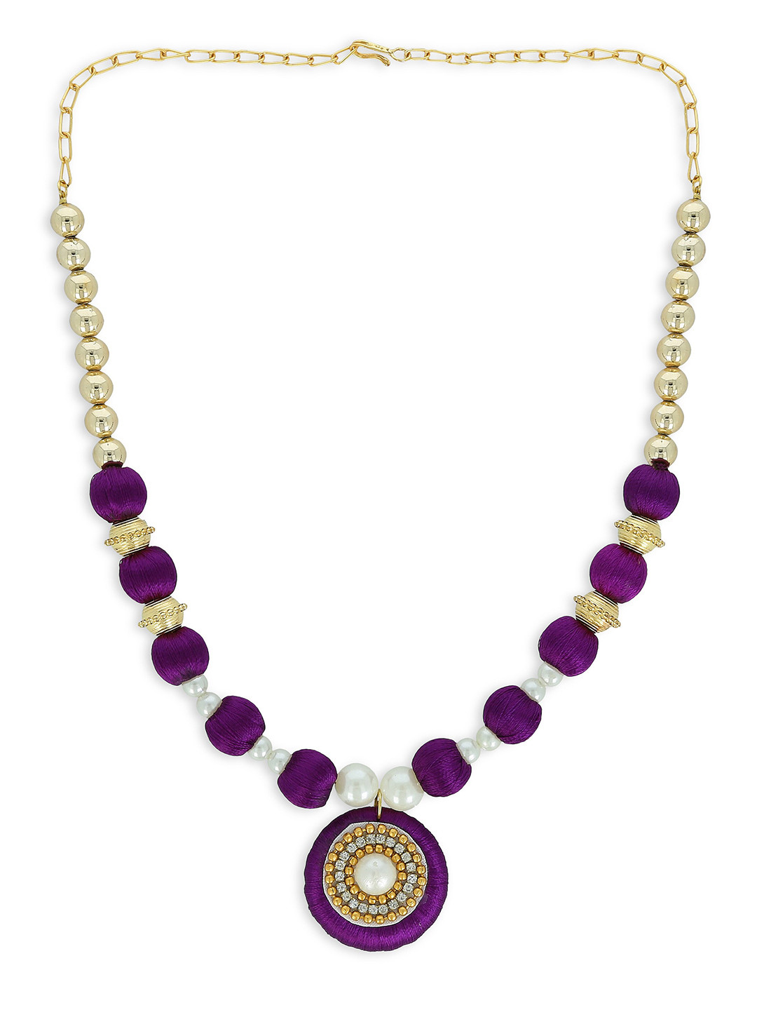 AKSHARA Girls Gold-Plated & Purple Statement Handcrafted Necklace