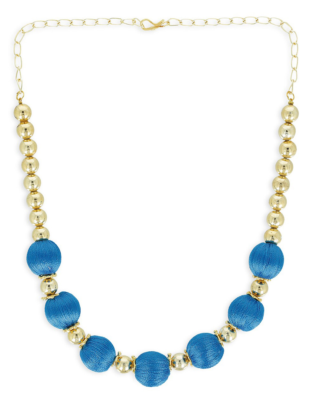 AKSHARA Girls Gold-Plated & Blue Statement Handcrafted Necklace