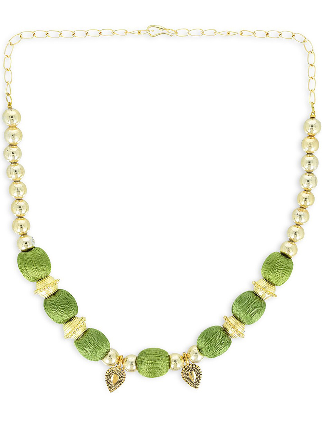 AKSHARA Girls Gold-Plated & Green Statement Handcrafted Necklace