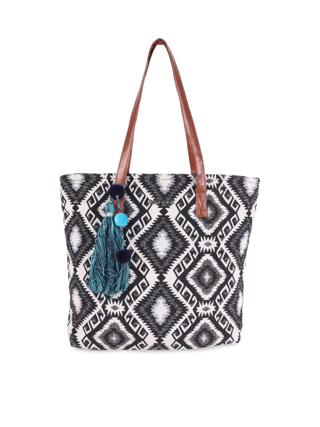 ASTRID Black & White Self Design Tote Bag
