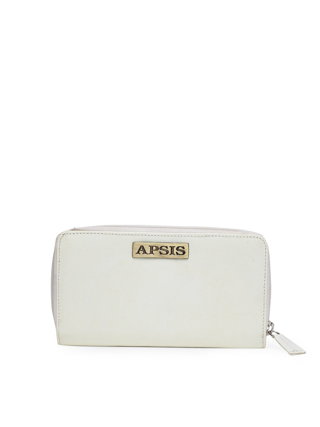 Apsis Women Cream-Coloured Solid Zip Around Wallet