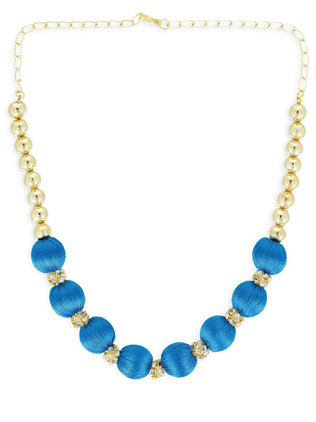 AKSHARA Girls Gold-Plated & Blue Statement Handcrafted Necklace