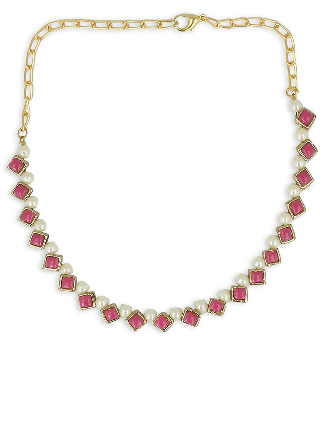 AKSHARA Girls Gold-Plated & Pink Statement Handcrafted Necklace