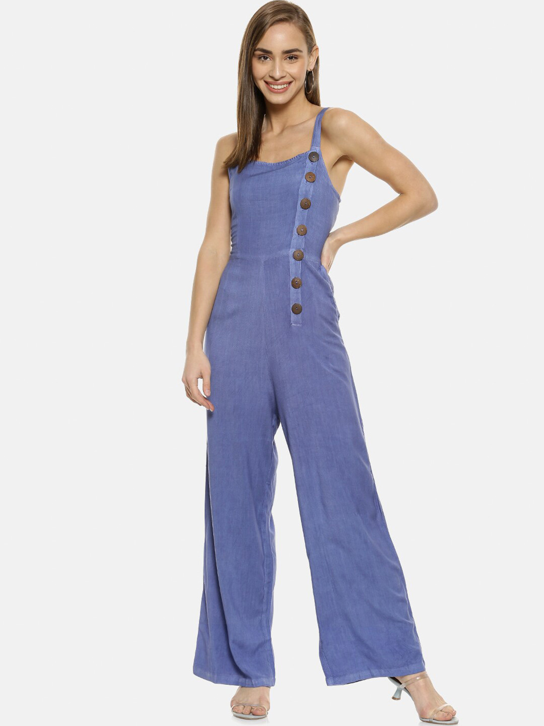 Campus Sutra Women Blue Solid Basic Jumpsuit