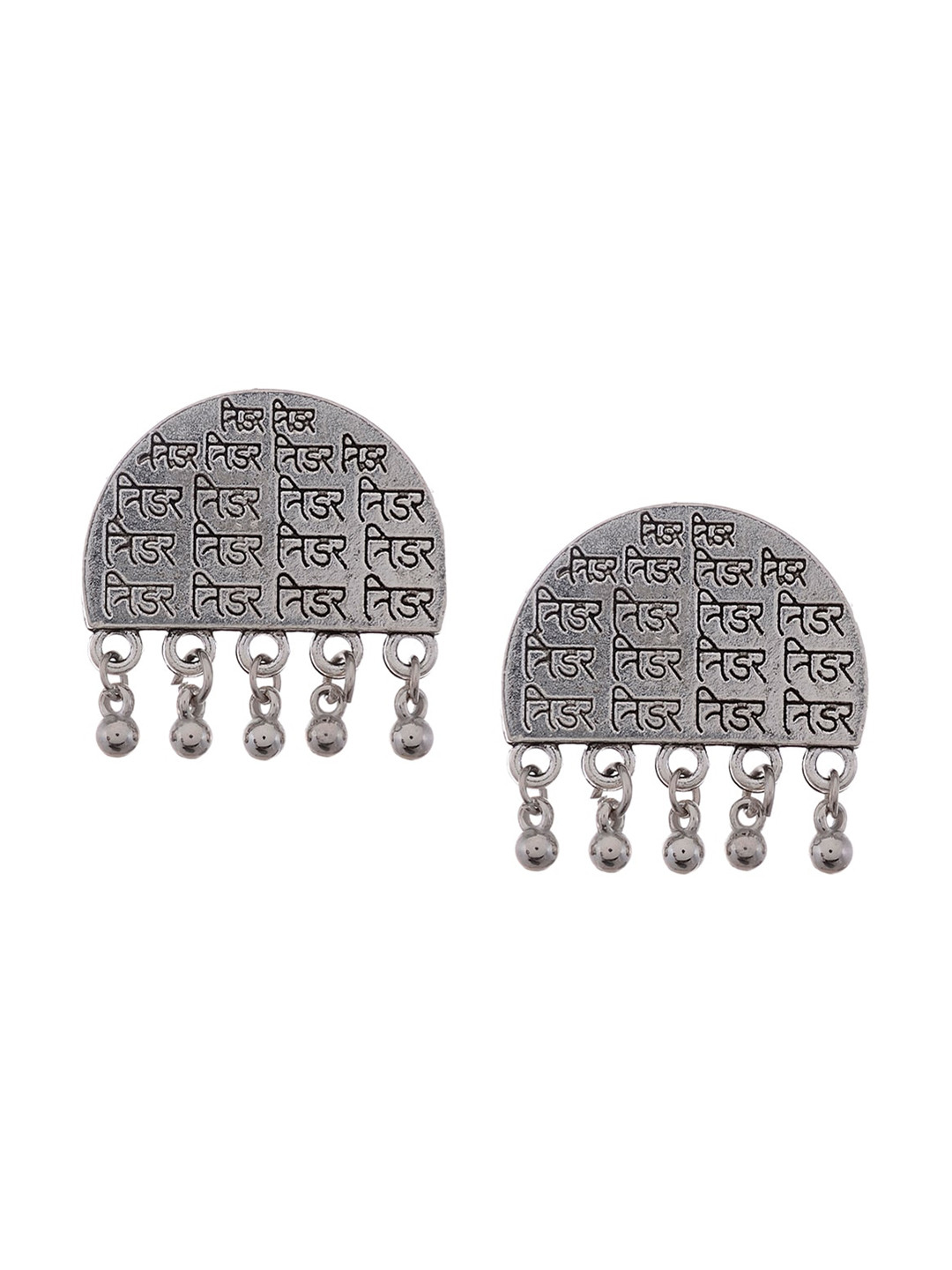 Silvermerc Designs Oxidised Silver-Plated Scribbed Geometric Drop Earrings