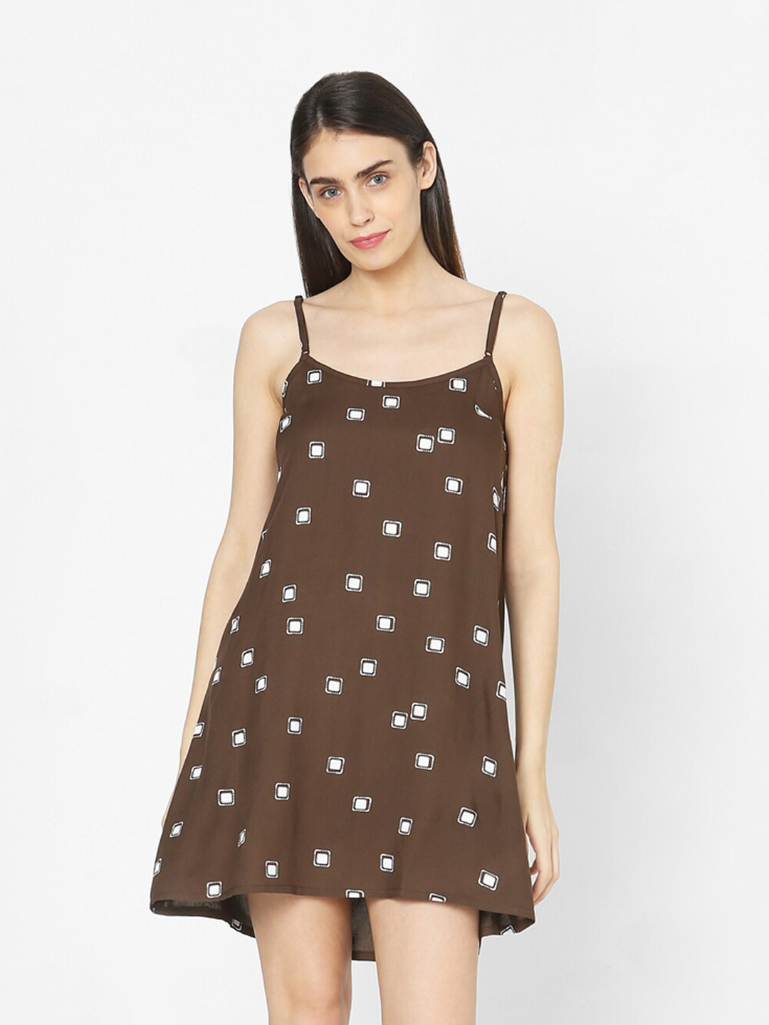 Smarty Pants Brown & White Printed Nightdress