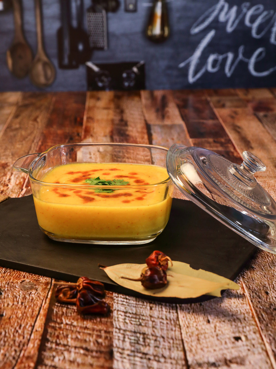 GOODHOMES Transparent Square Glass Serving Bowl With Glass Lid