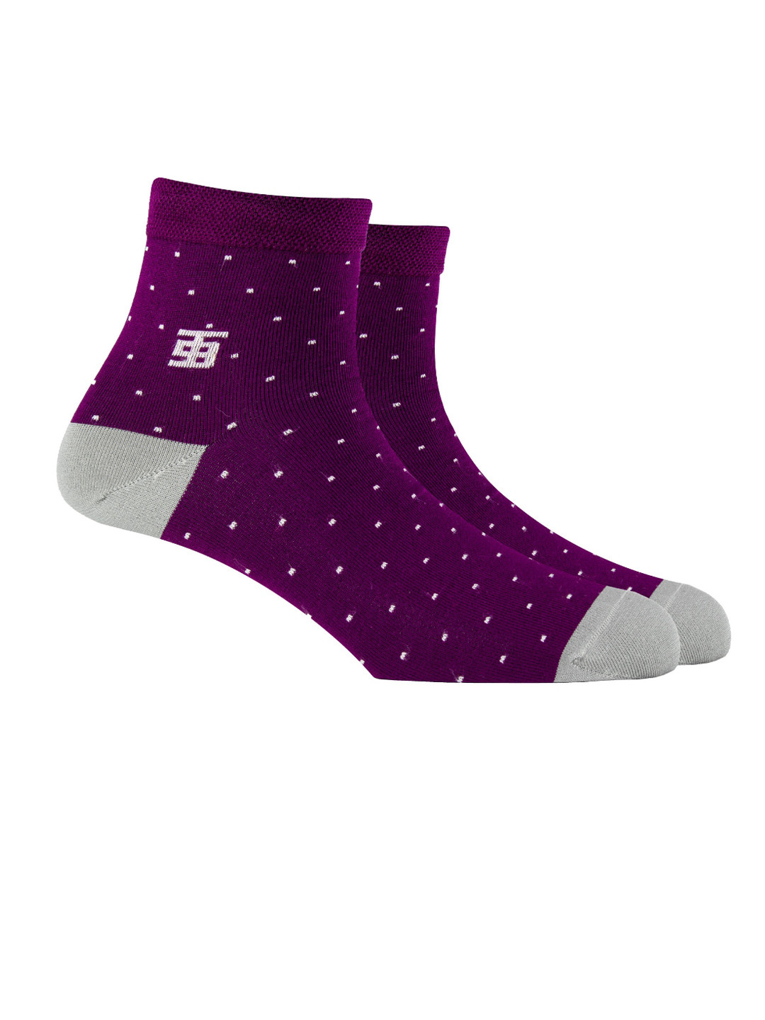 SockSoho Men Purple & Off-White Patterned Ankle-Length Socks