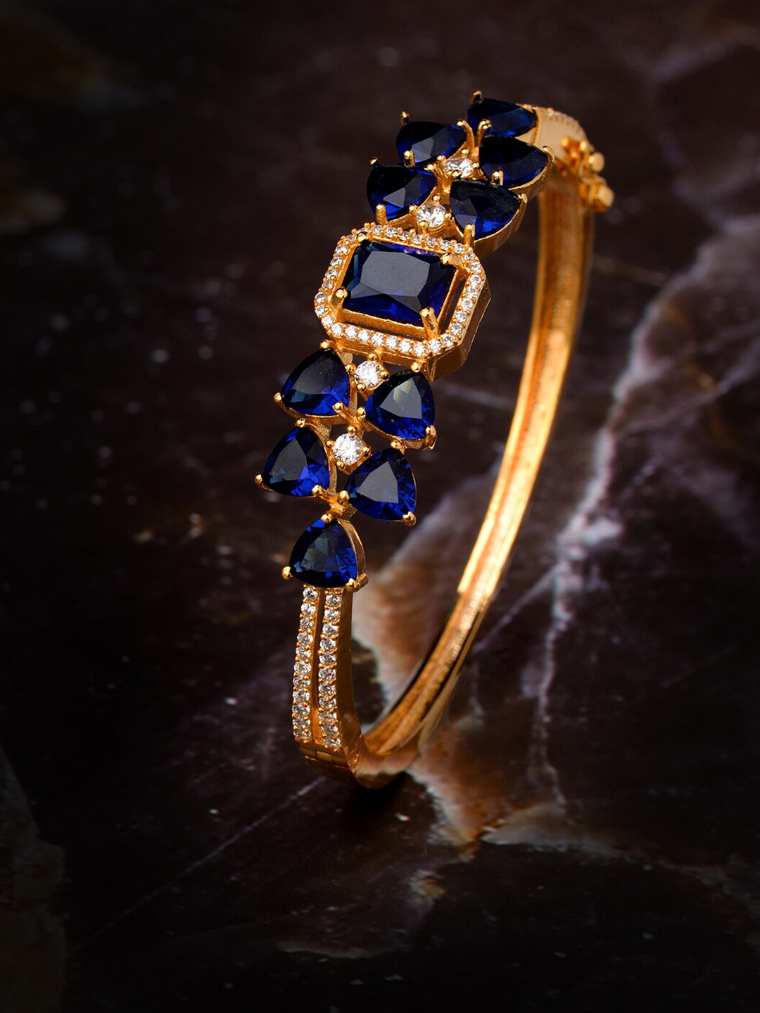 Saraf RS Jewellery Brass Gold-Plated & Blue Handcrafted Bangle-Style Bracelet