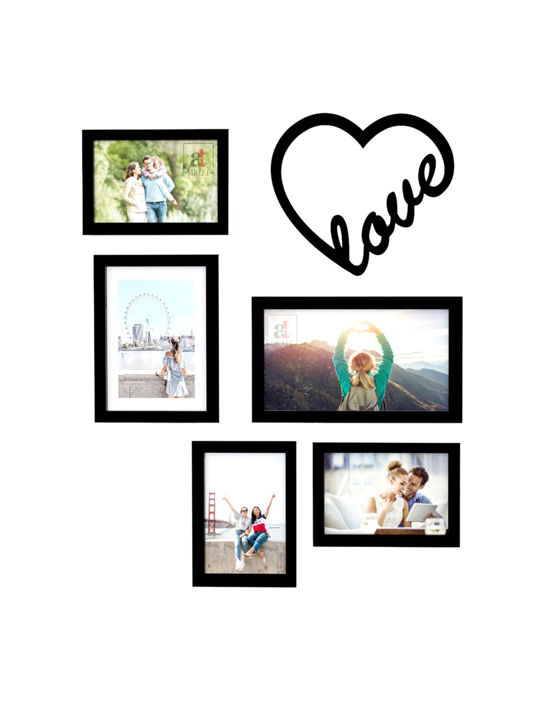 Art Street Set Of 5 Black Solid MDF Photo Frames