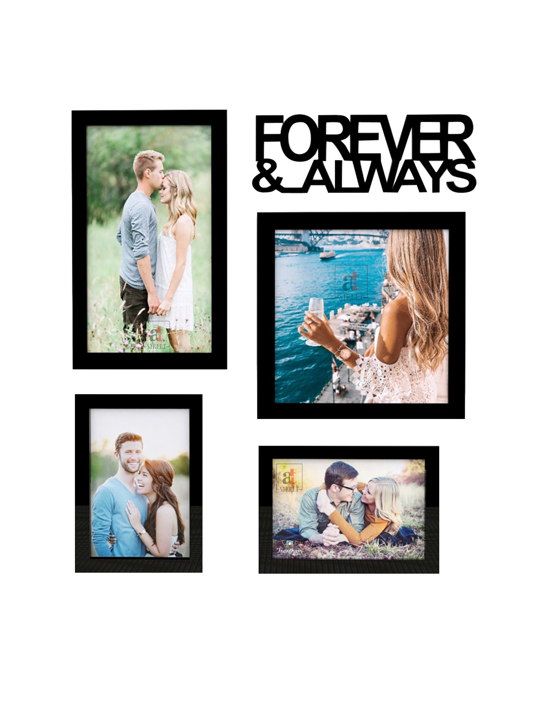 Art Street Set Of 4 Black Solid Photo Frames