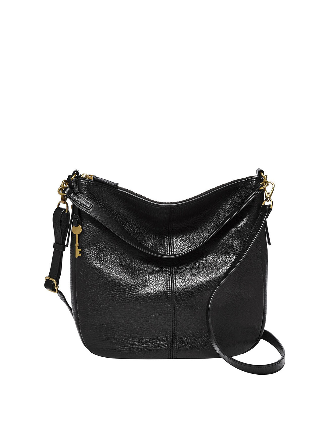 Fossil Black Solid Leather Sling Bag