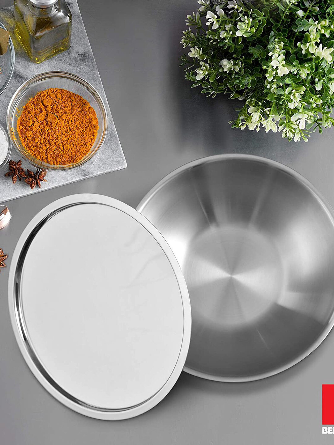 BERGNER Argent TriPly Induction Bottom Stainless Steel Tasra with Lid(3.6 L)