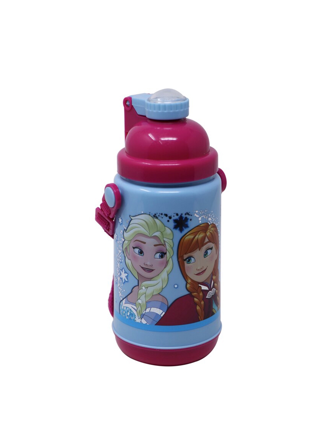 Disney Girls Blue   Pink Elsa   Anna Printed Water Bottle 500 ML