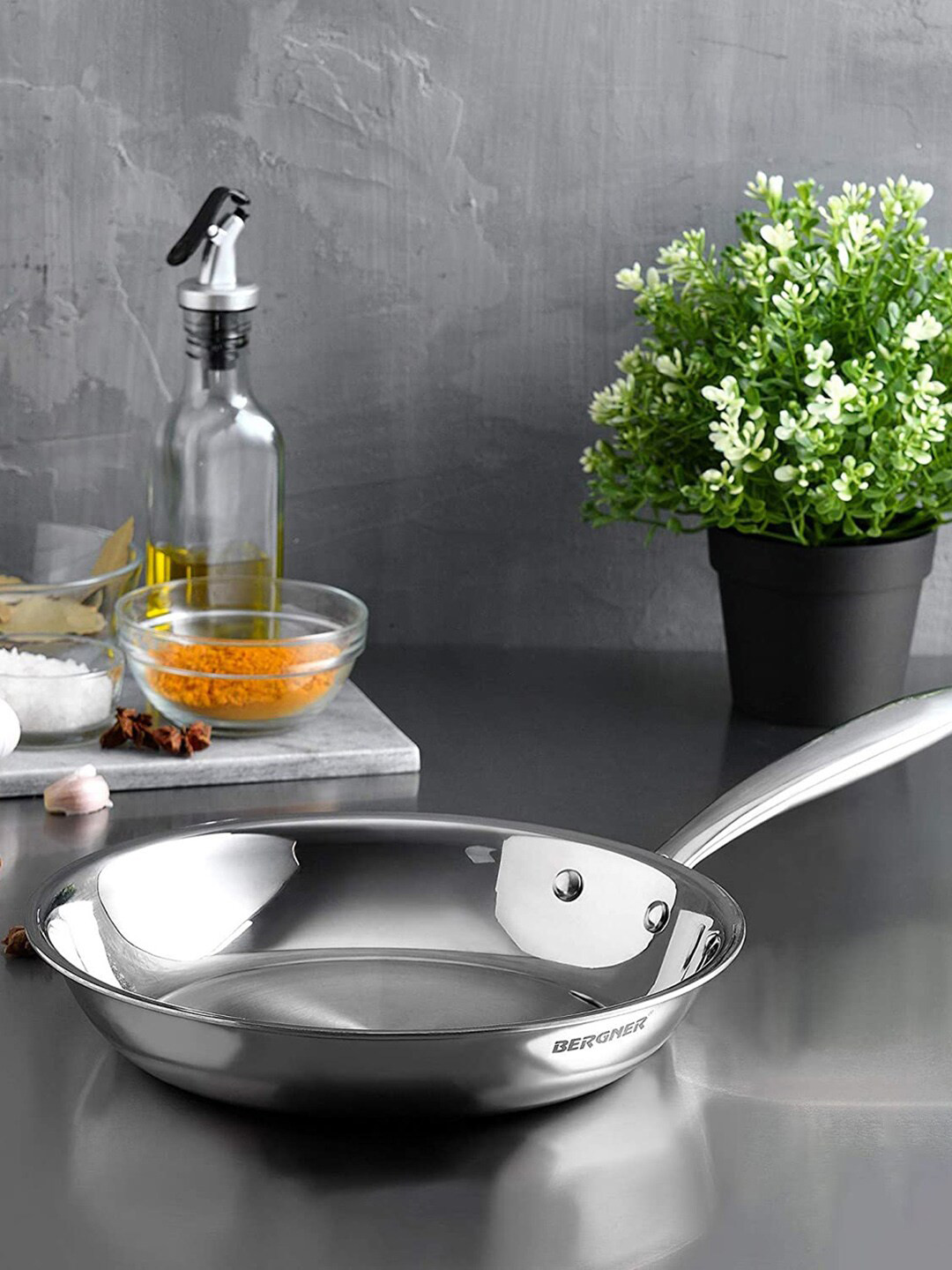 BERGNER Induction Base Argent TriPly Frypan with Stay Cool Long Handle