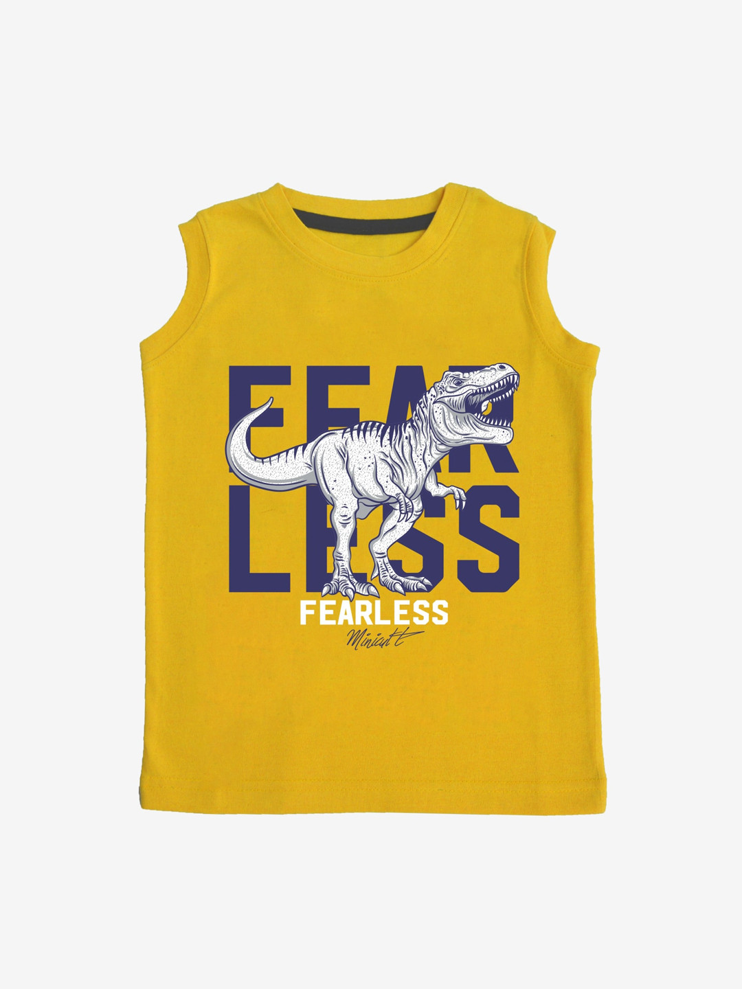 x2o Kids Mustard Yellow Printed Pure Cotton Innerwear Vest VEST_P_12-18MTS