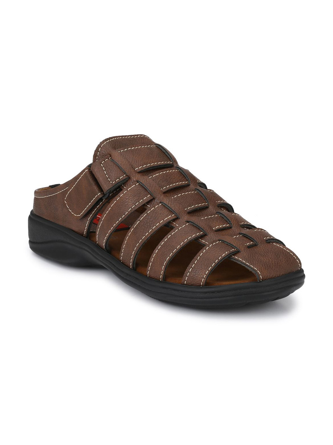 Fashion Victim Men Brown & Black Shoe-Style Sandals