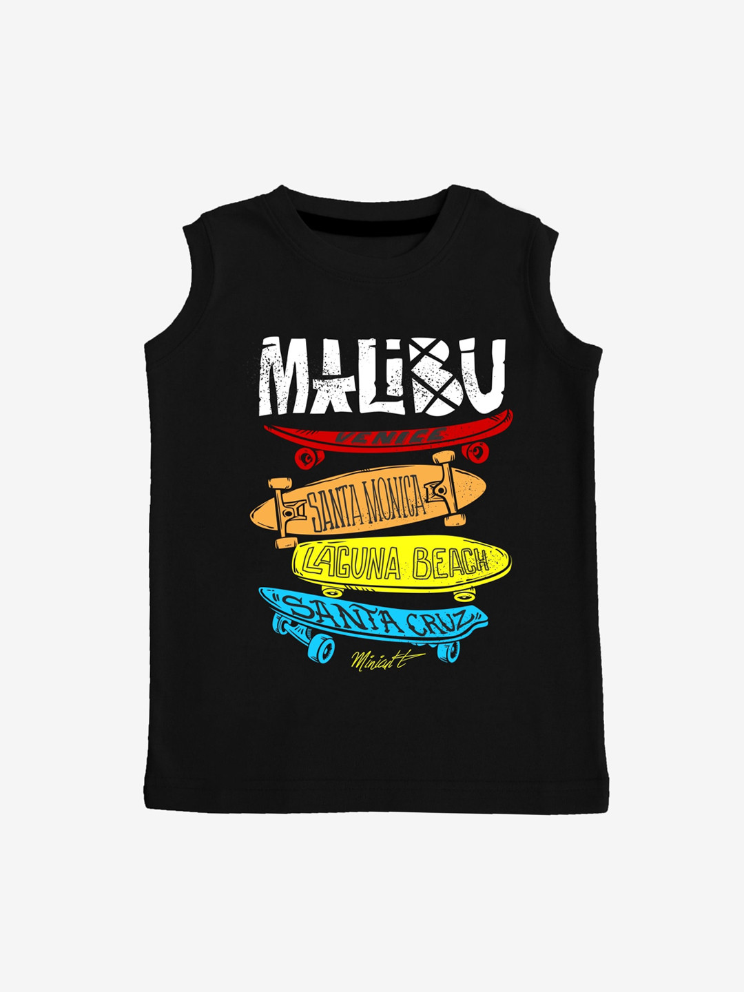 x2o Kids Black Printed Pure Cotton Innerwear Vest VEST_P_12-18MTS