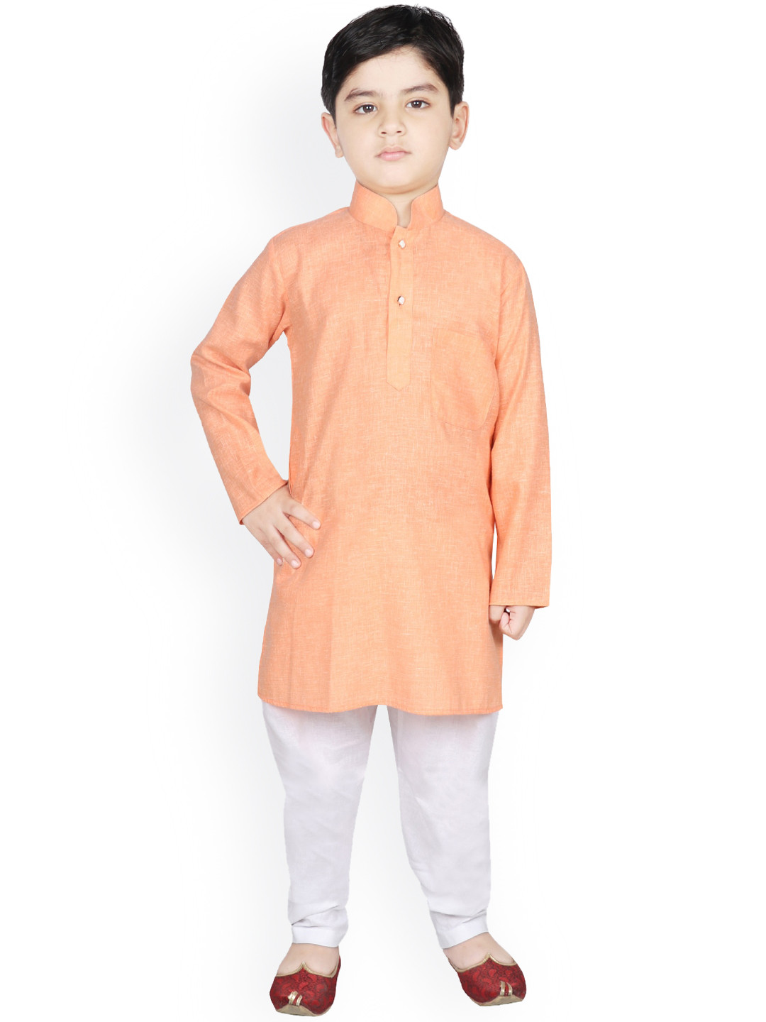 SG YUVRAJ Boys Orange Kurta with Churidar
