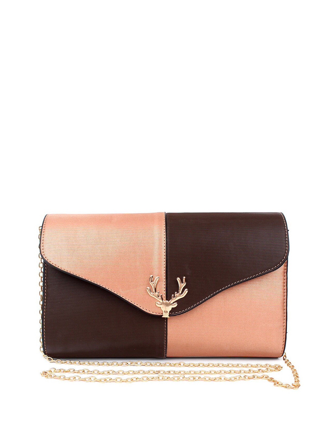 Spice Art Black & Peach-Coloured Colourblocked Clutch