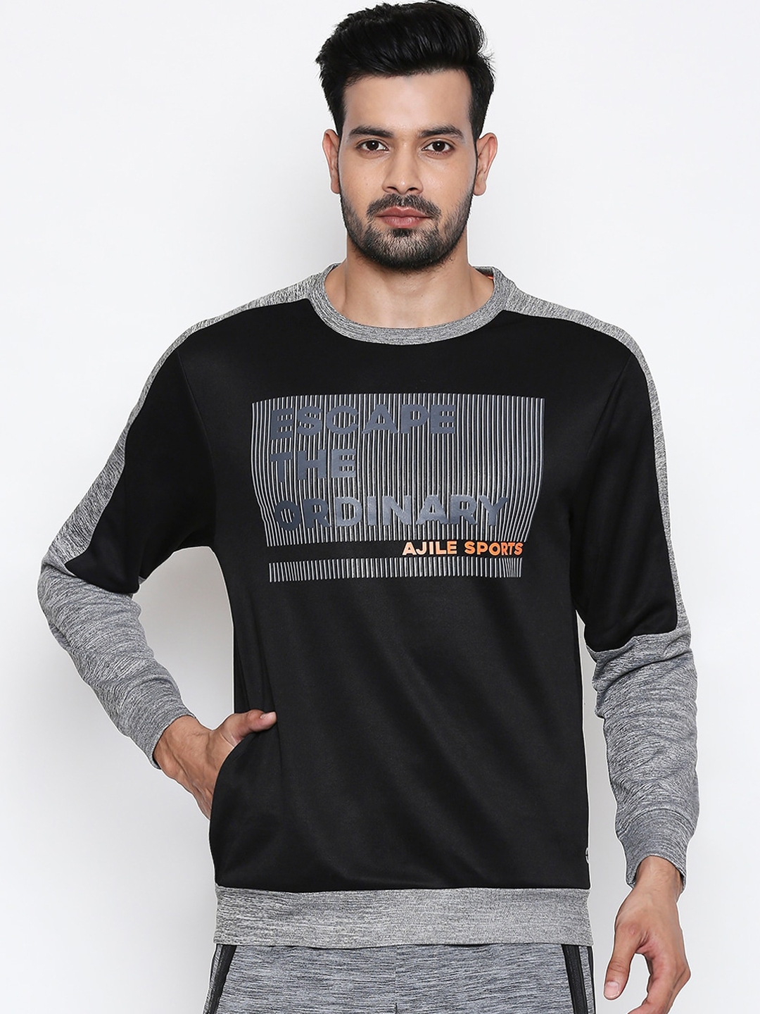 Buy Ajile By Pantaloons Men Grey Printed Sweatshirt Sweatshirts