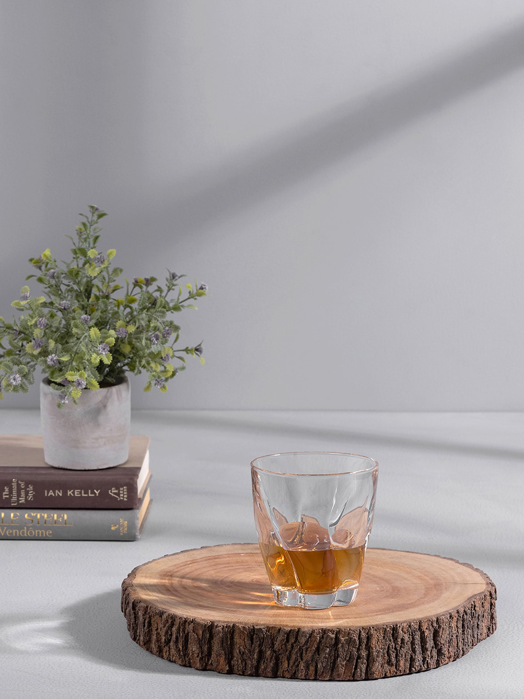 Pure Home and Living Set Of 6 Transparent Solid Glass Barley Tumblers