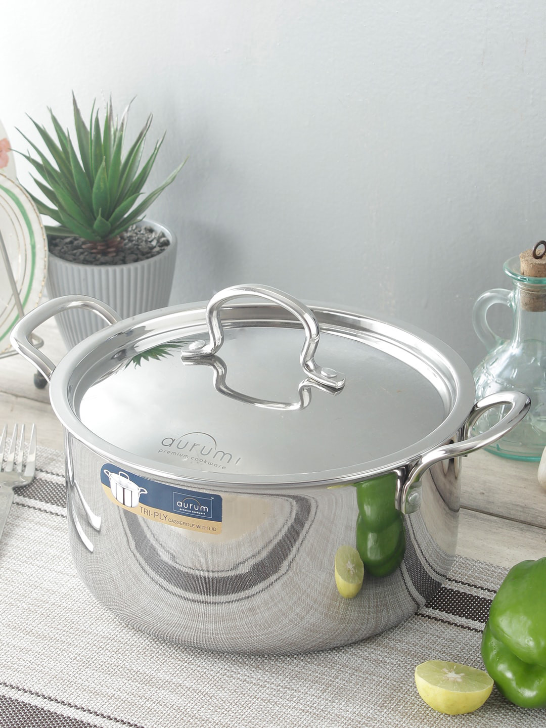 Aurum Triply Casserole with Stainless Steel Lid 5.5 Litre