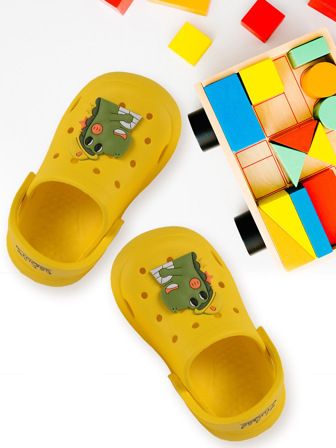 Yellow Bee Boys Yellow Crocodile Patch Clogs