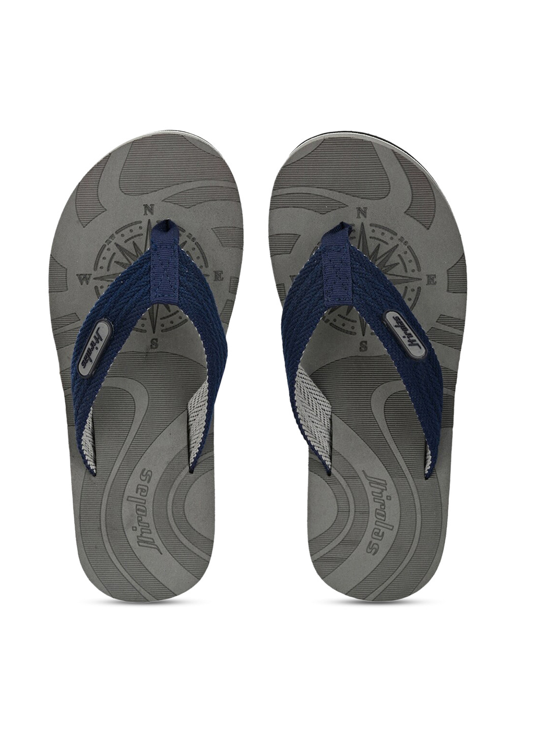 HIROLAS Men Grey Solid Thong Flip Flops