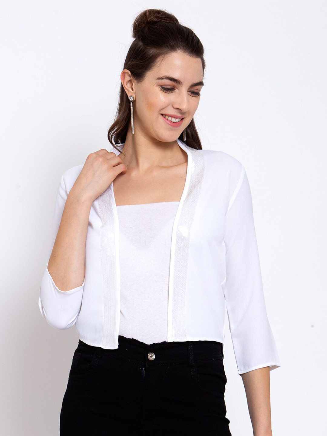 Style Quotient Women White Crop Shrug