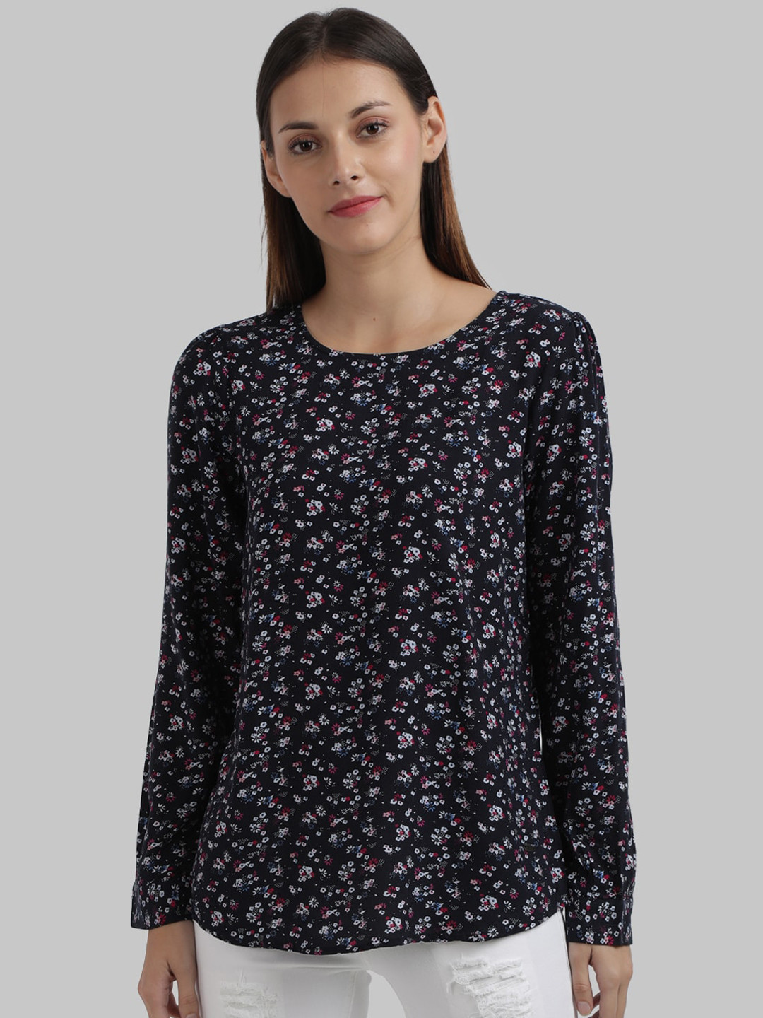 Parx Blue Floral Regular Top