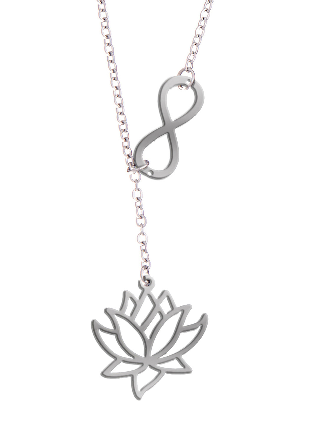 Moon Dust Silver-Toned Lotus & Infinity Pendant