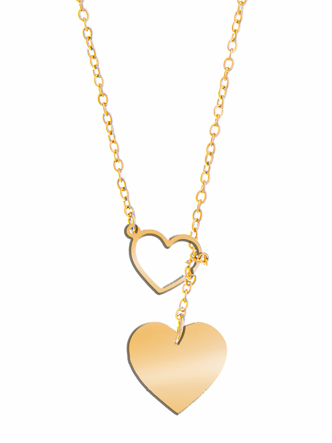Moon Dust Gold-Toned Contemporary Adjustable Heart Necklace Pendant with Chain