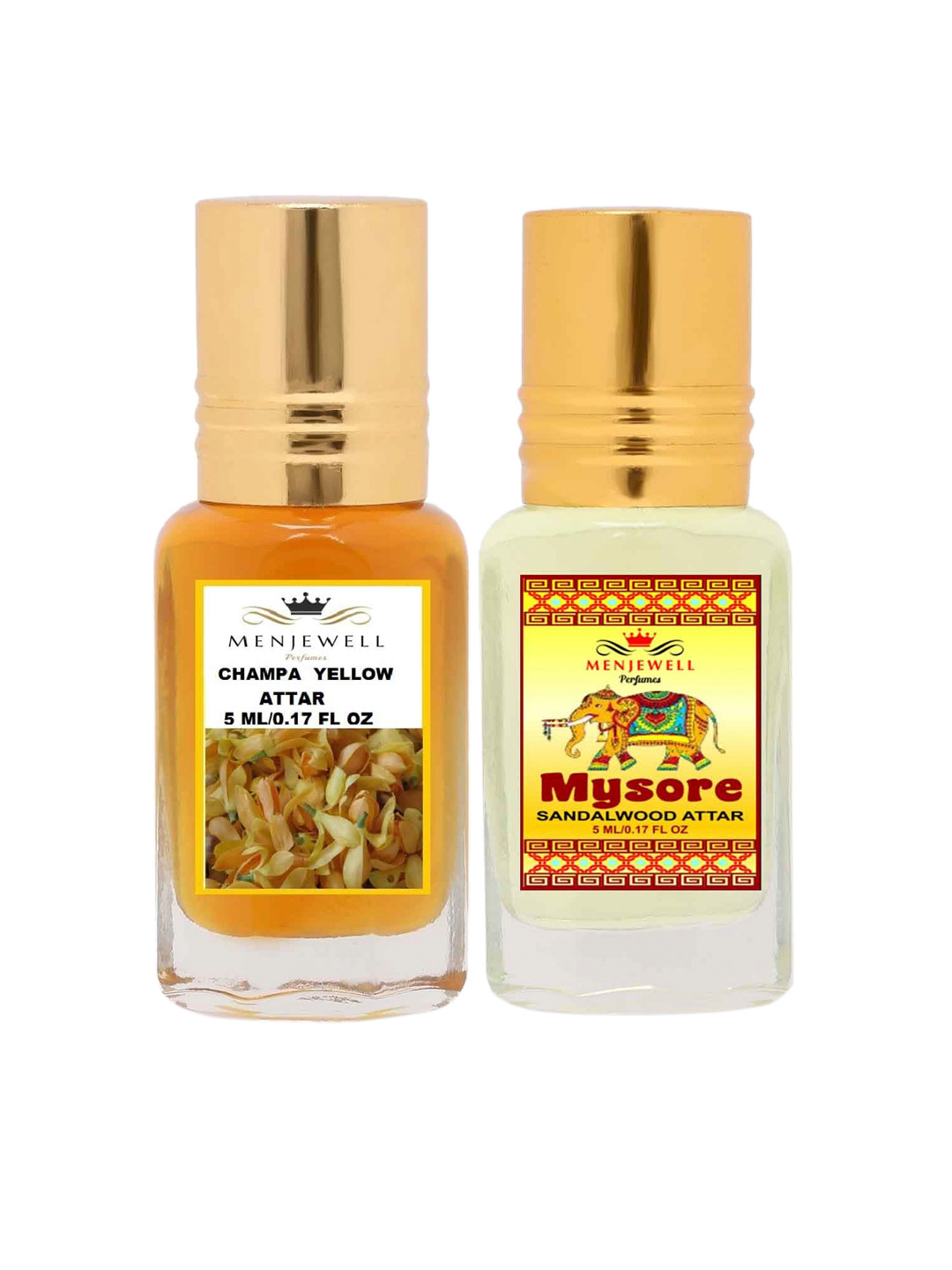 Menjewell Pack Of 2 Champa Yellow & Mysore Sandalwood Attar