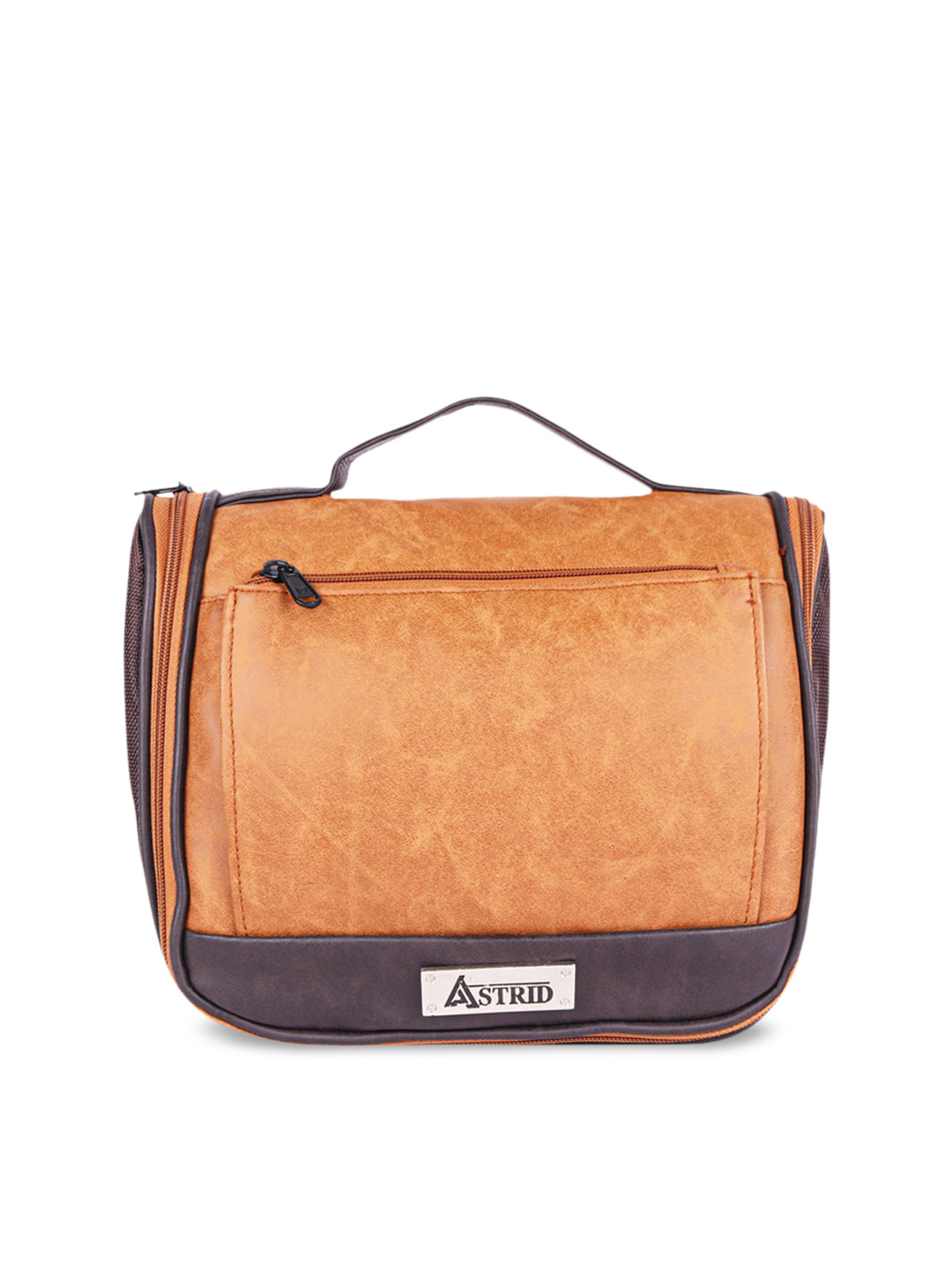 ASTRID Men Tan Brown Solid Multi-Compartment Toiletry Kit
