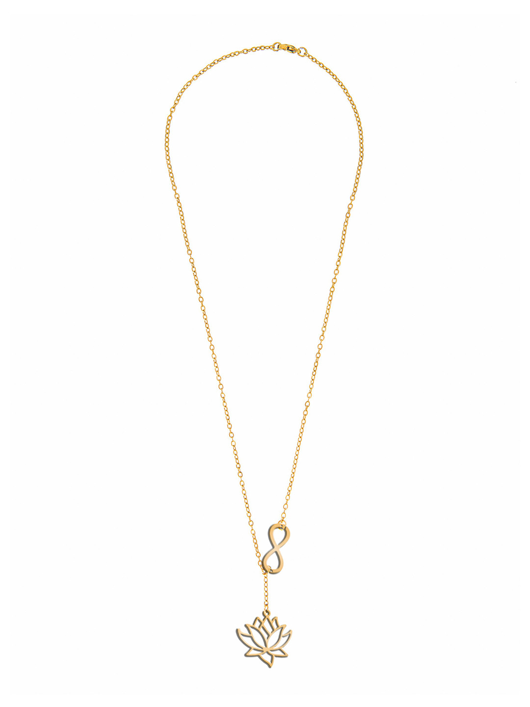 Moon Dust Gold-Toned Contemporary Lotus & Infinity Pendent